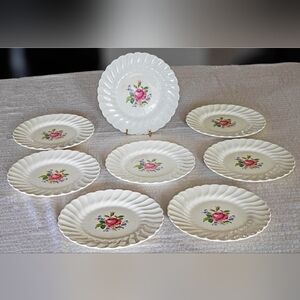 Myott Olde Chelsea Pattern: Myott Rose L429 Salad Plates. Set of 8. Vtg England!